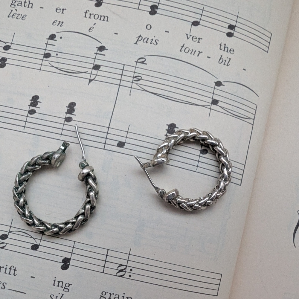 Silver Braided Hoop Earrings
